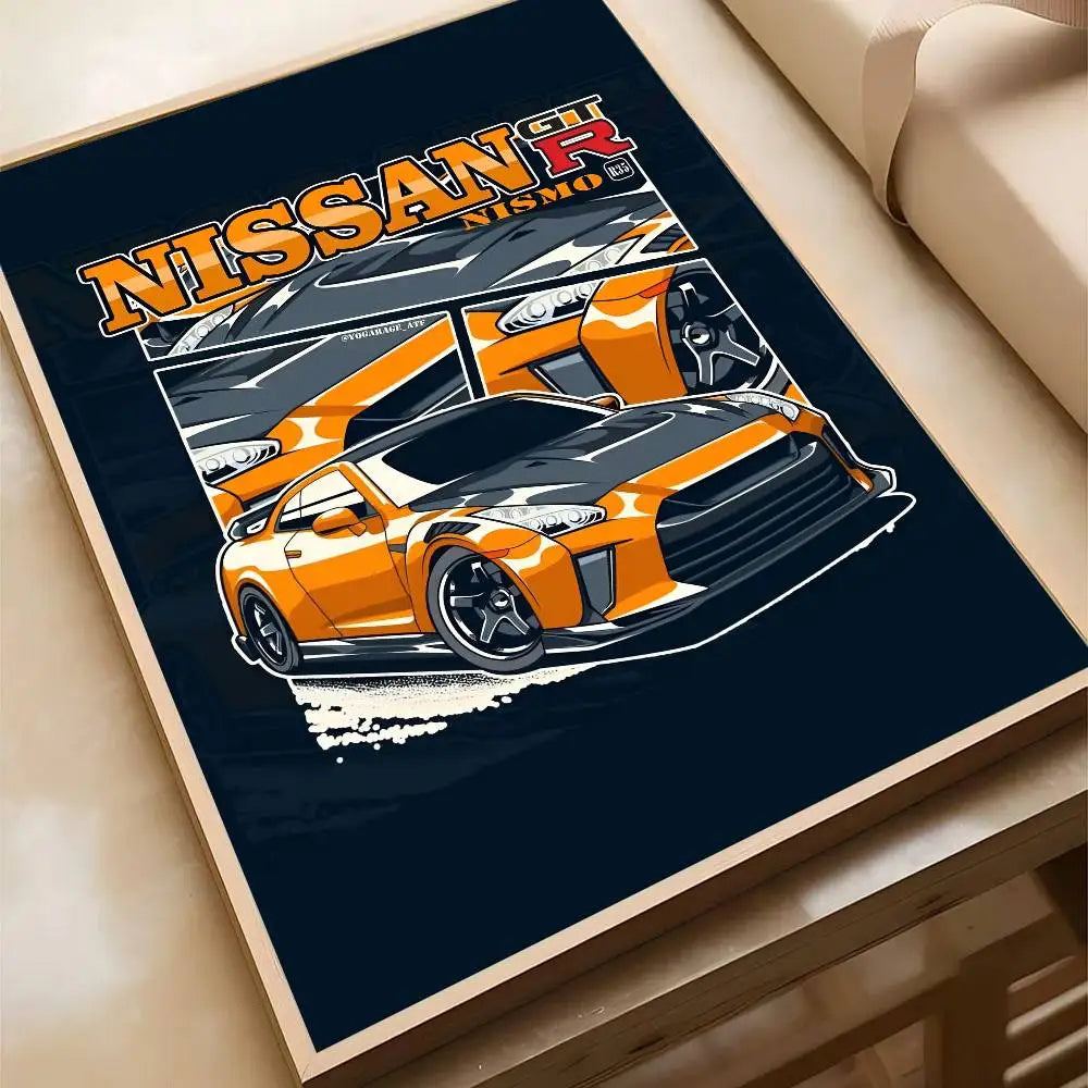 black car jdm Poster Wall Art Printing