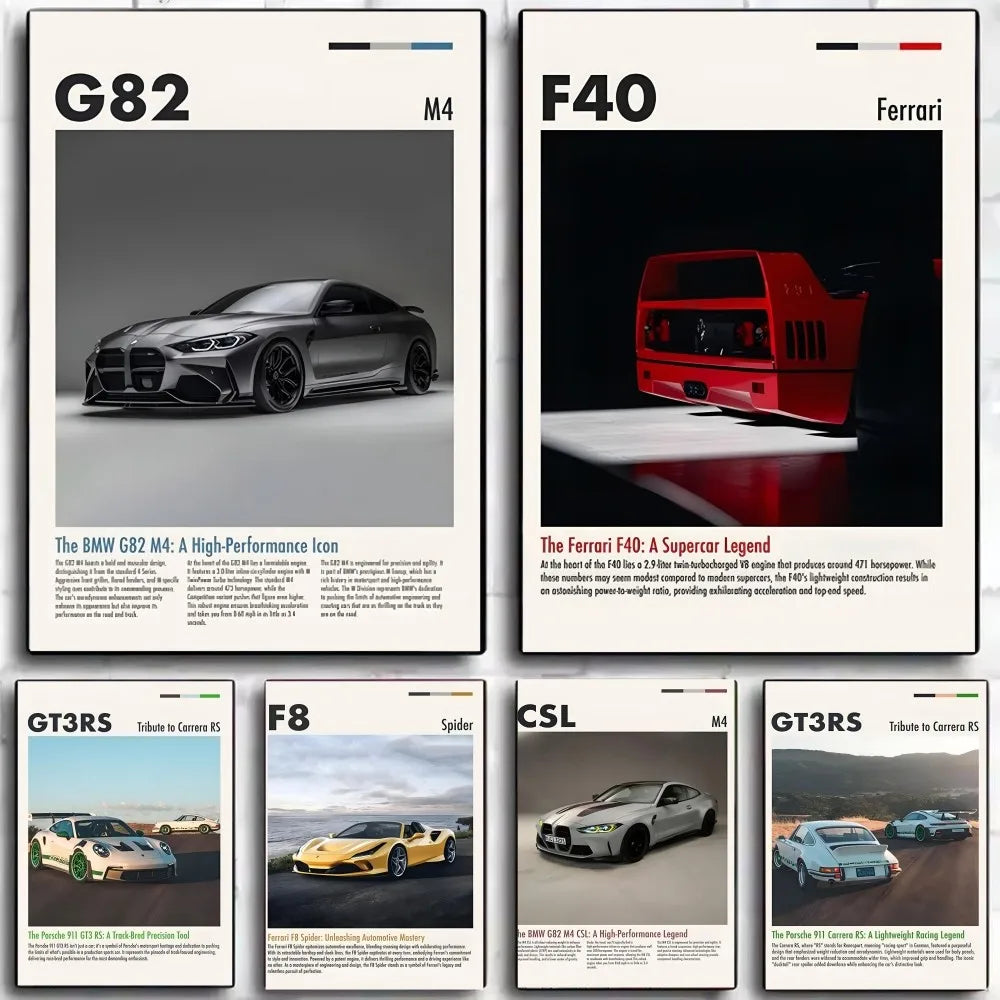 1pc Hot Classic Dream Cars GTR S1 M2 CSL F8 M3 Poster