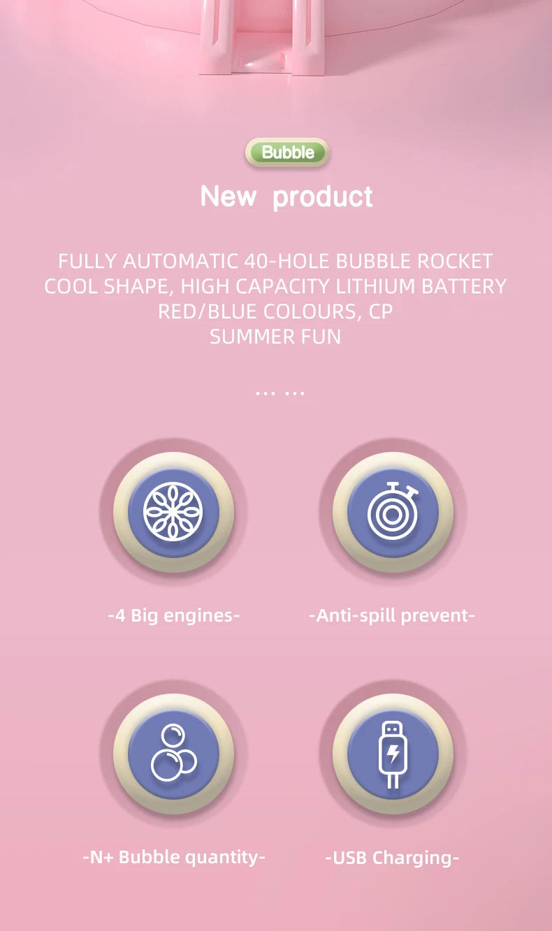 Bubble Gun Rocket Soap Bubble Machine
