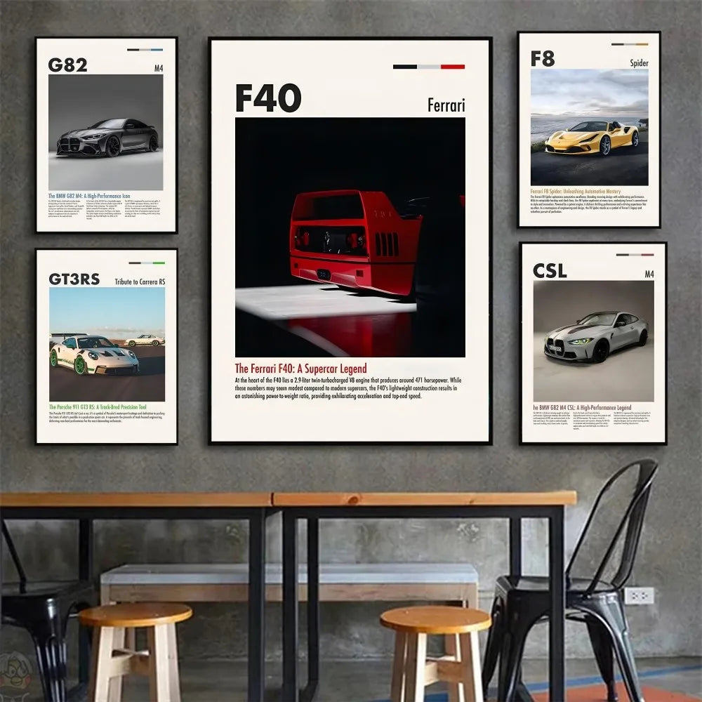 1pc Hot Classic Dream Cars GTR S1 M2 CSL F8 M3 Poster