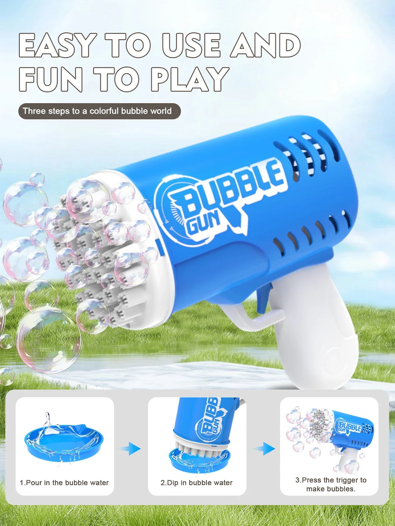 35 hole handheld bubble gun electric bubble