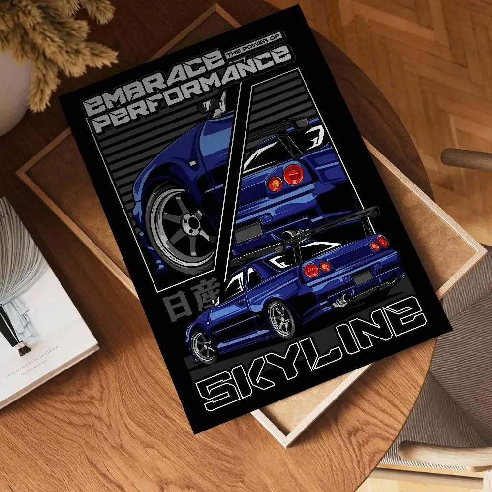 black car jdm Poster Wall Art Printing