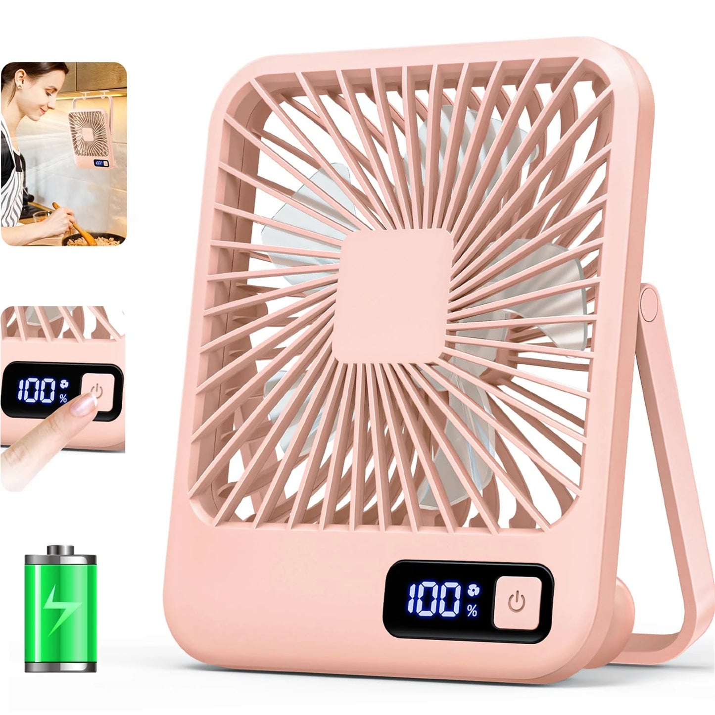 Desk Fan, Portable USB Rechargeable Fan, 180° Tilt Folding