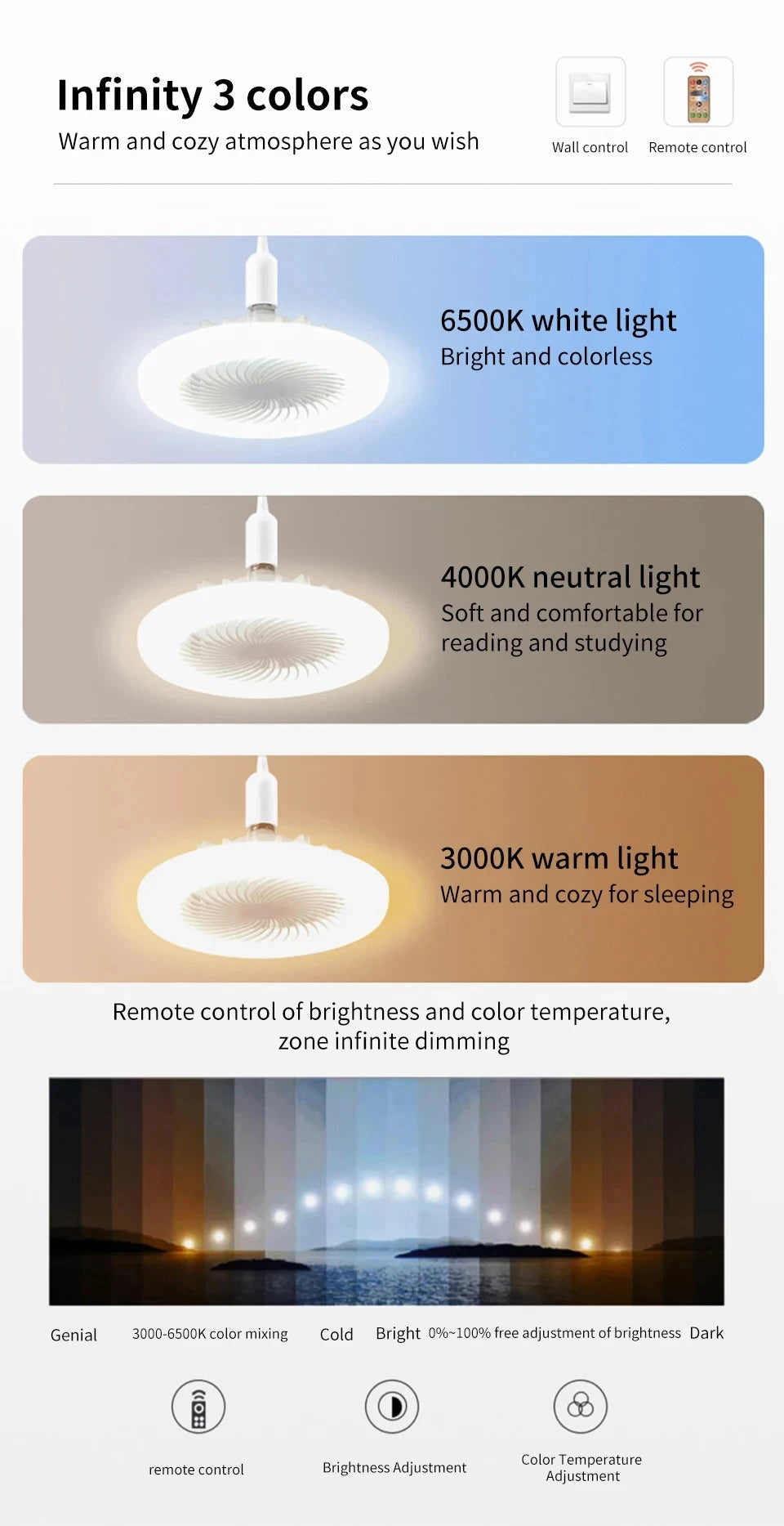 Modern Indoor 30W Ceiling Fan Lamp