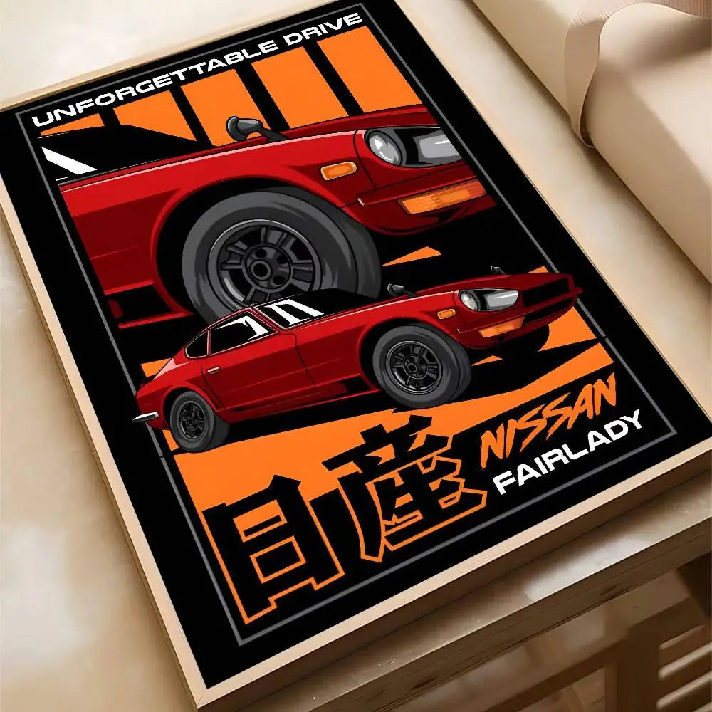 black car jdm Poster Wall Art Printing