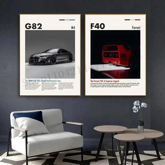 1pc Hot Classic Dream Cars GTR S1 M2 CSL F8 M3 Poster