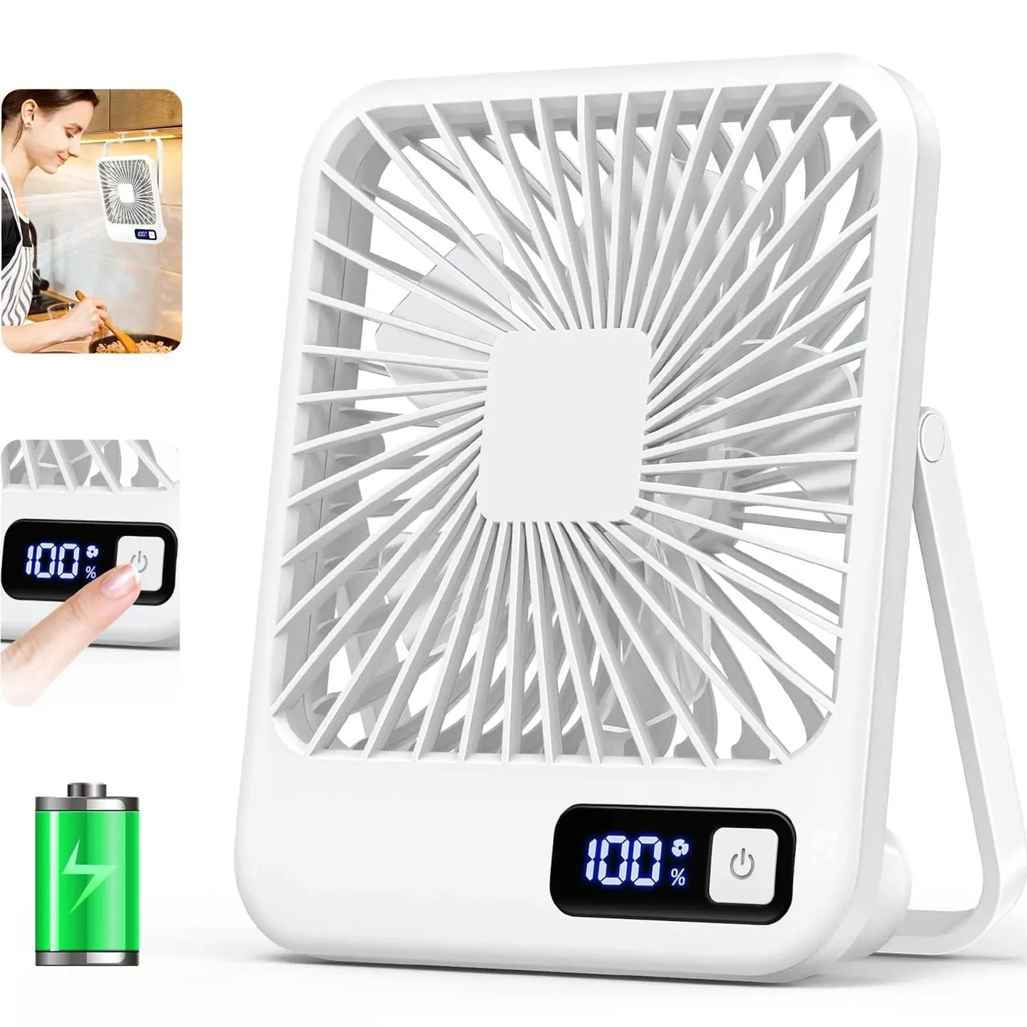 Desk Fan, Portable USB Rechargeable Fan, 180° Tilt Folding