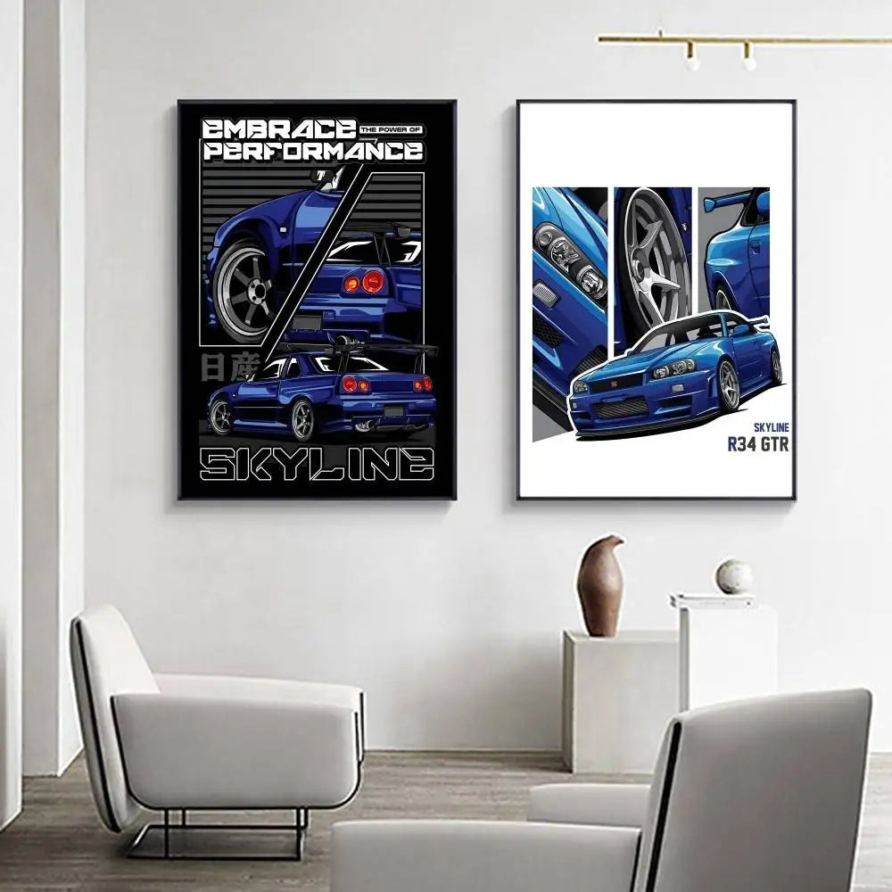 black car jdm Poster Wall Art Printing