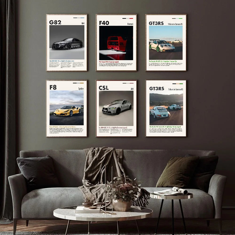 1pc Hot Classic Dream Cars GTR S1 M2 CSL F8 M3 Poster