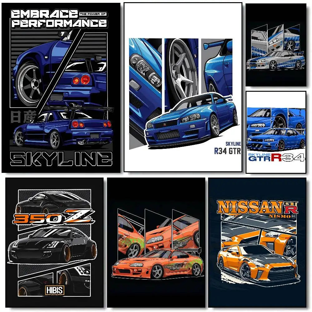 black car jdm Poster Wall Art Printing