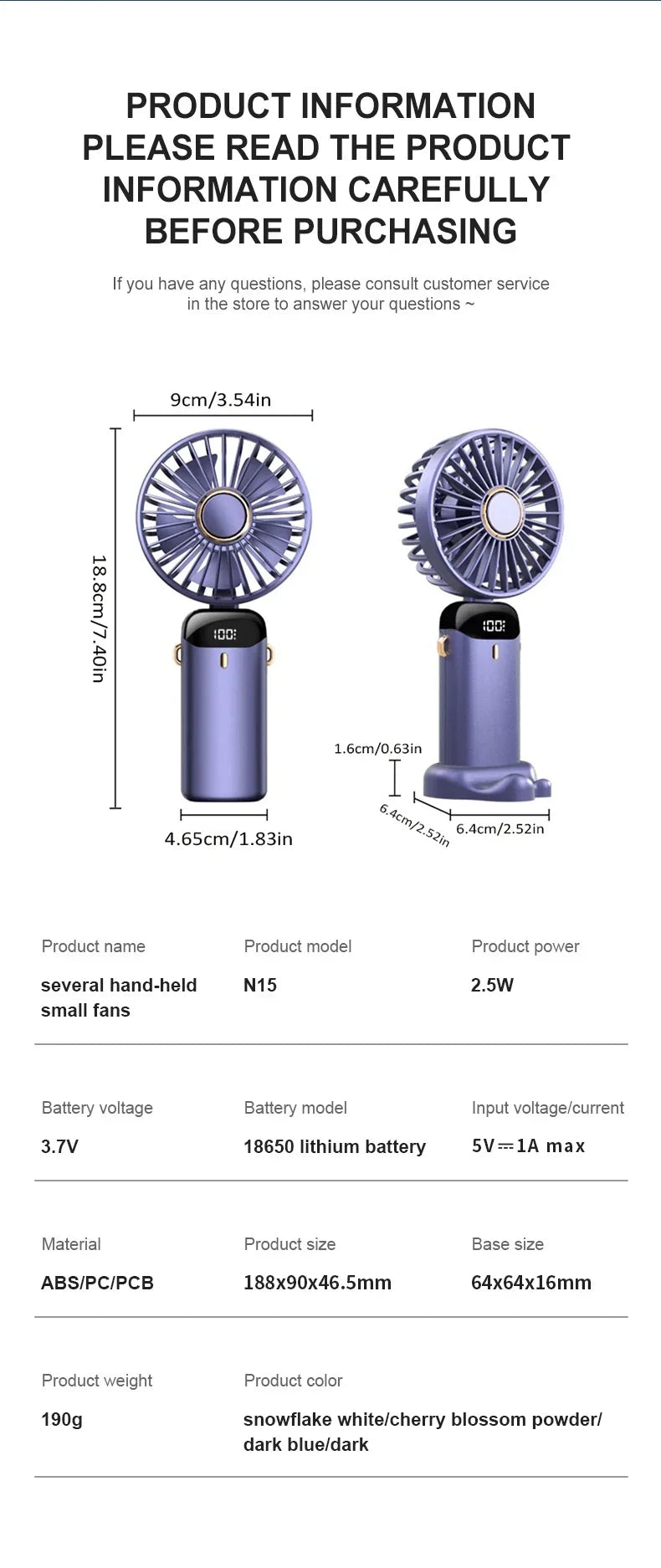 Handheld Mini Fan Foldable Portable