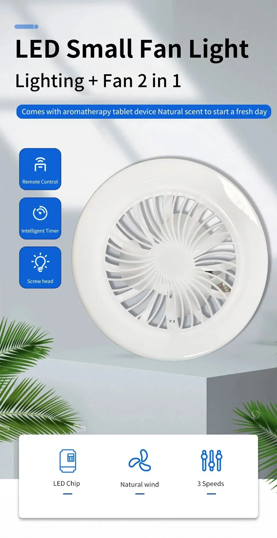 Modern Indoor 30W Ceiling Fan Lamp