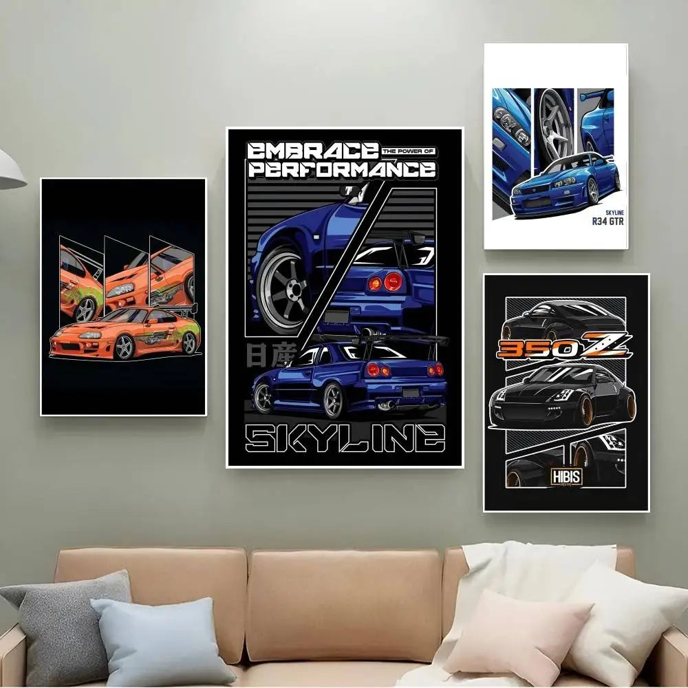 black car jdm Poster Wall Art Printing