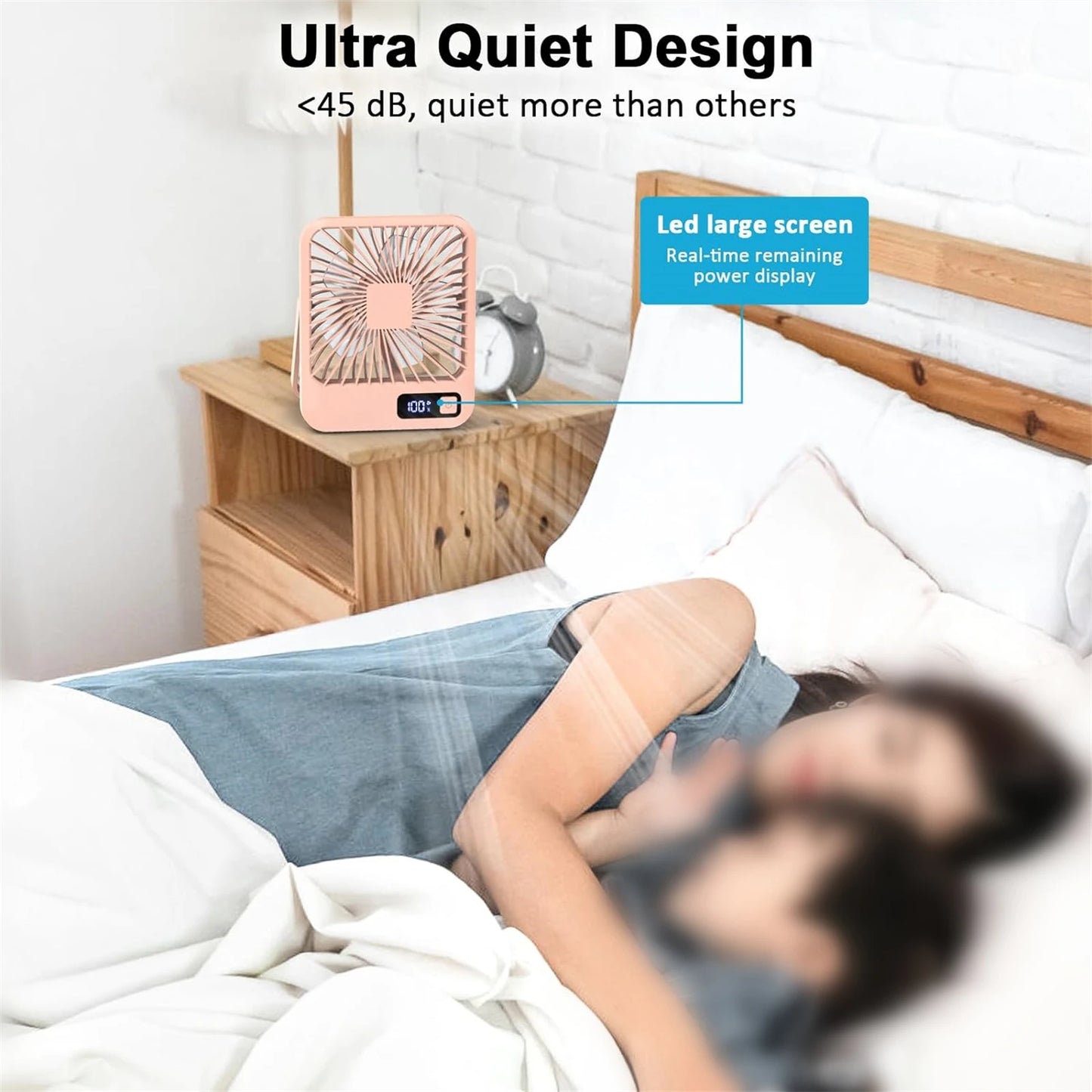 Desk Fan, Portable USB Rechargeable Fan, 180° Tilt Folding