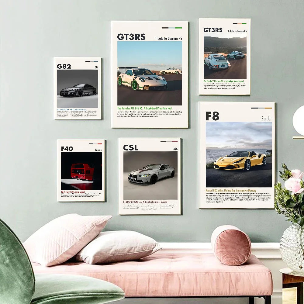 1pc Hot Classic Dream Cars GTR S1 M2 CSL F8 M3 Poster