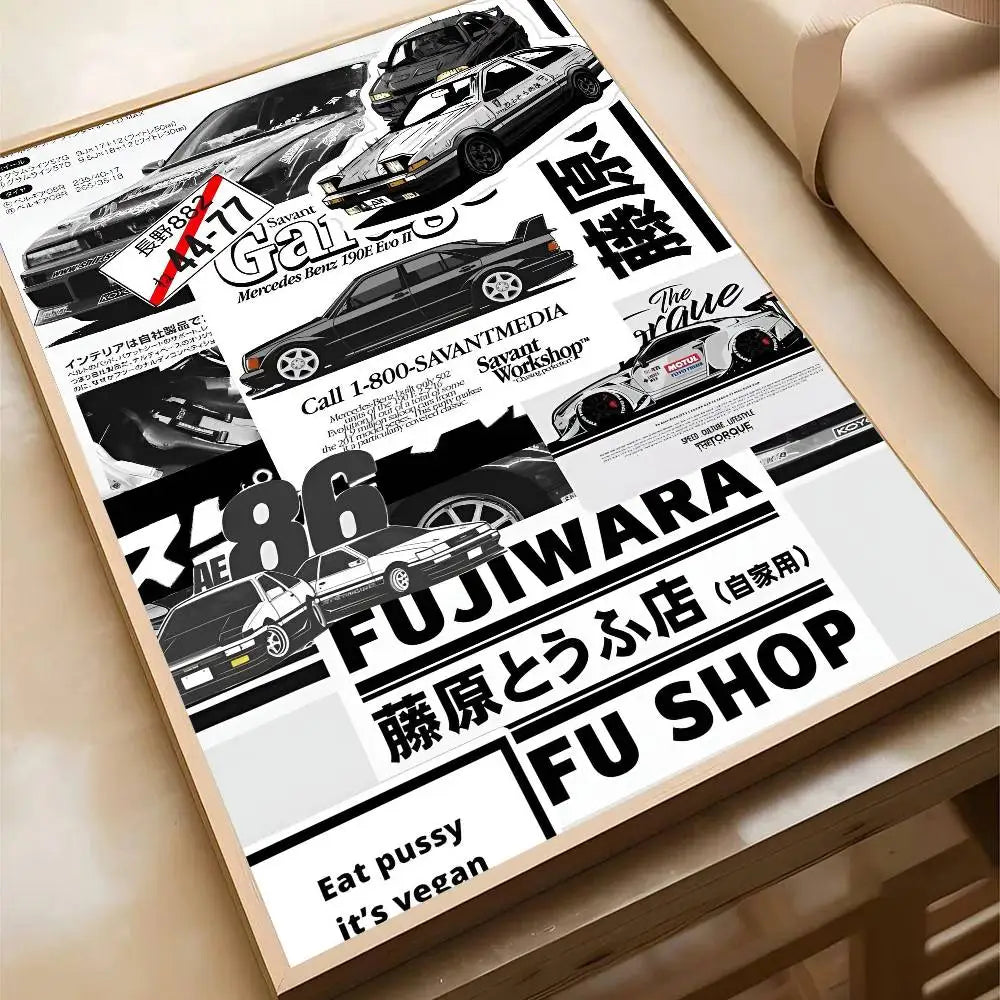 black car jdm Poster Wall Art Printing
