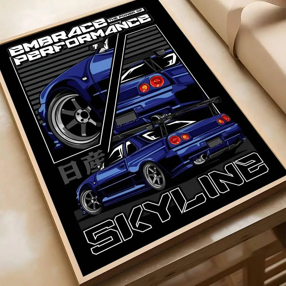 black car jdm Poster Wall Art Printing