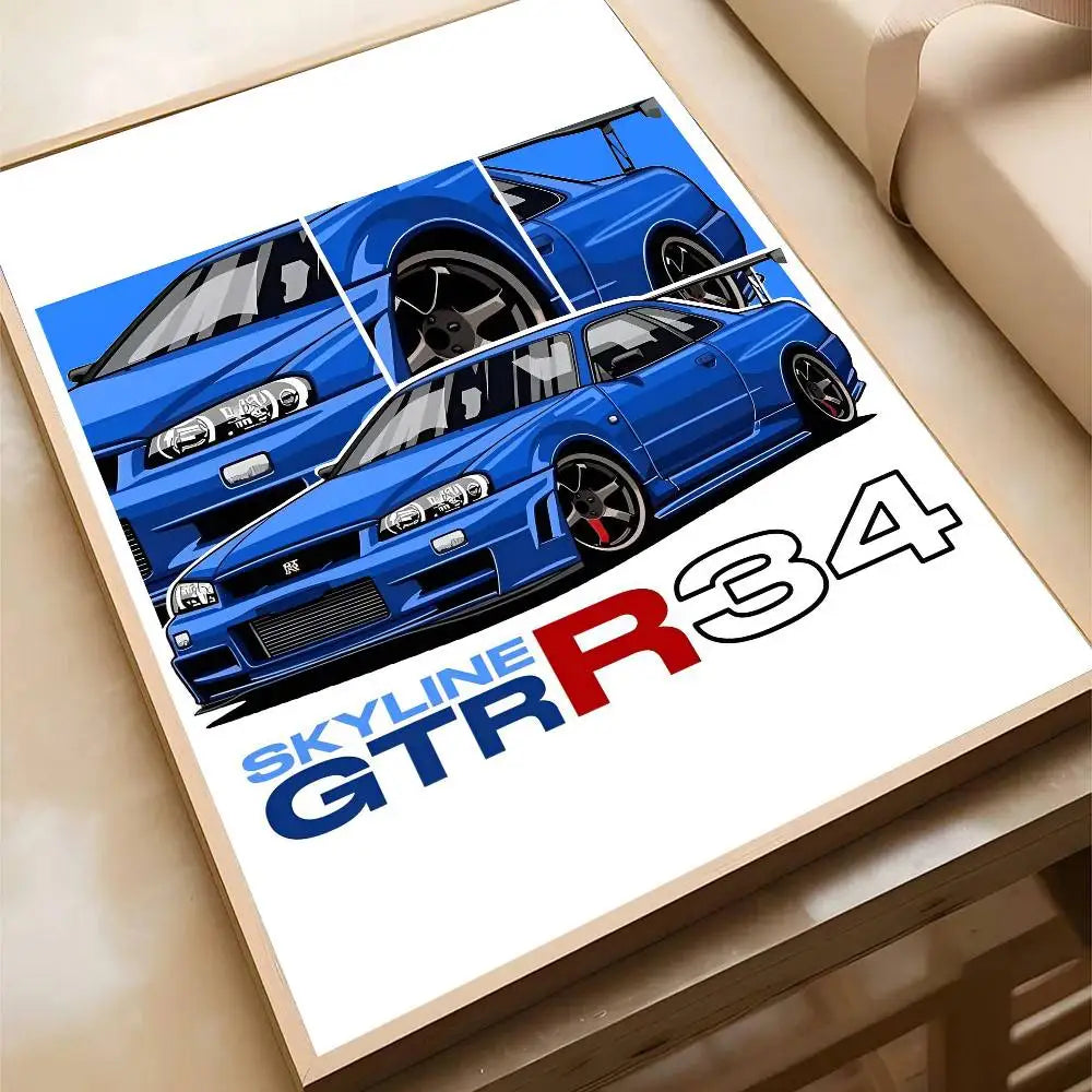 black car jdm Poster Wall Art Printing