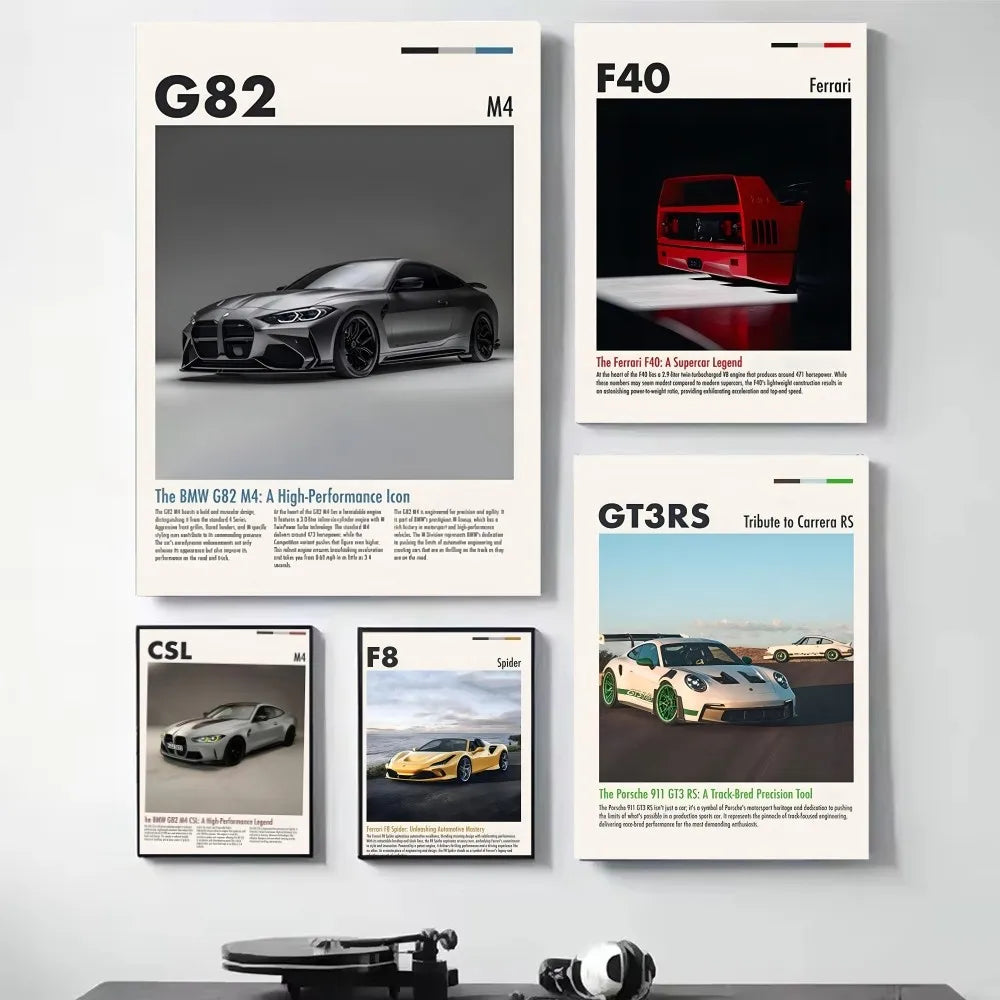 1pc Hot Classic Dream Cars GTR S1 M2 CSL F8 M3 Poster