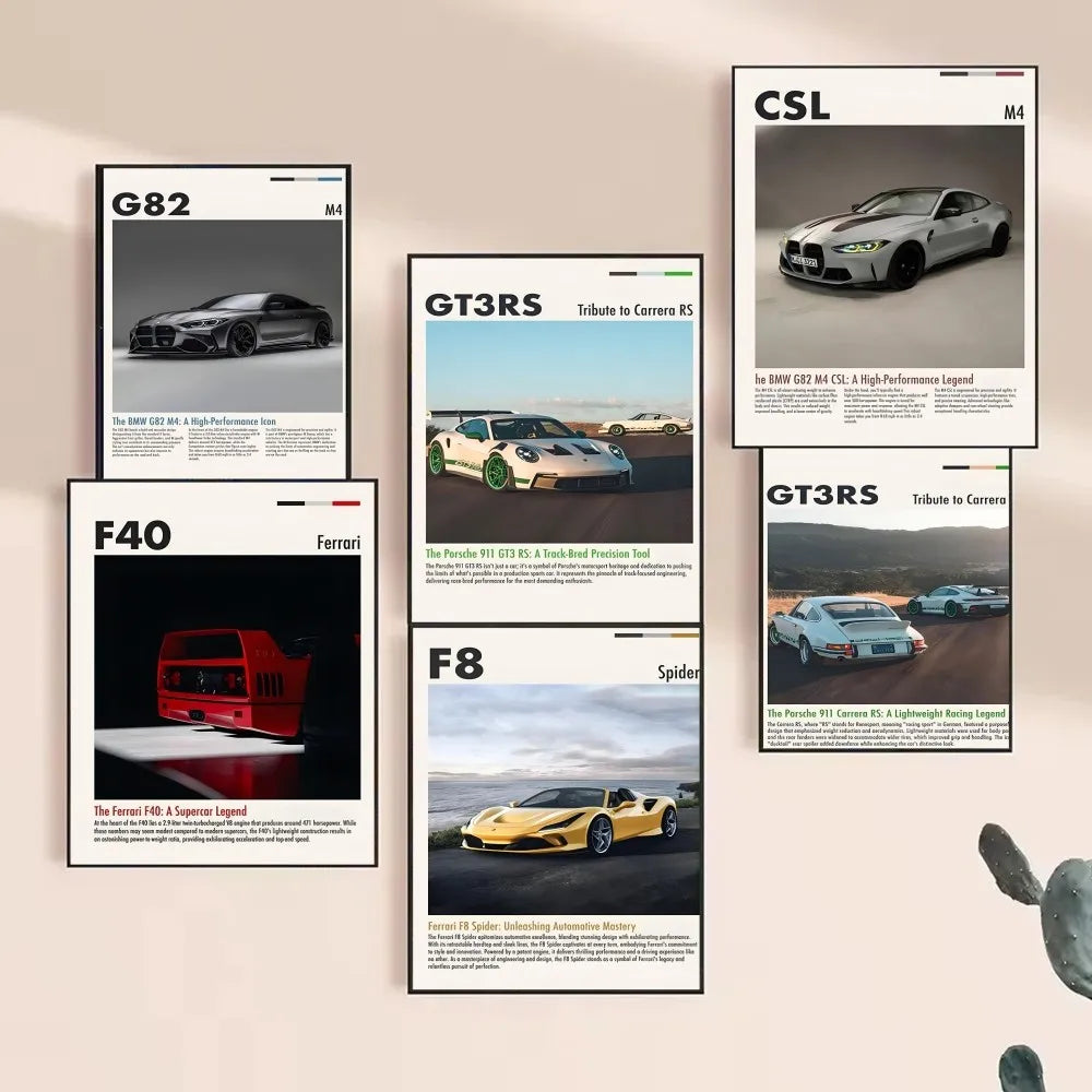 1pc Hot Classic Dream Cars GTR S1 M2 CSL F8 M3 Poster