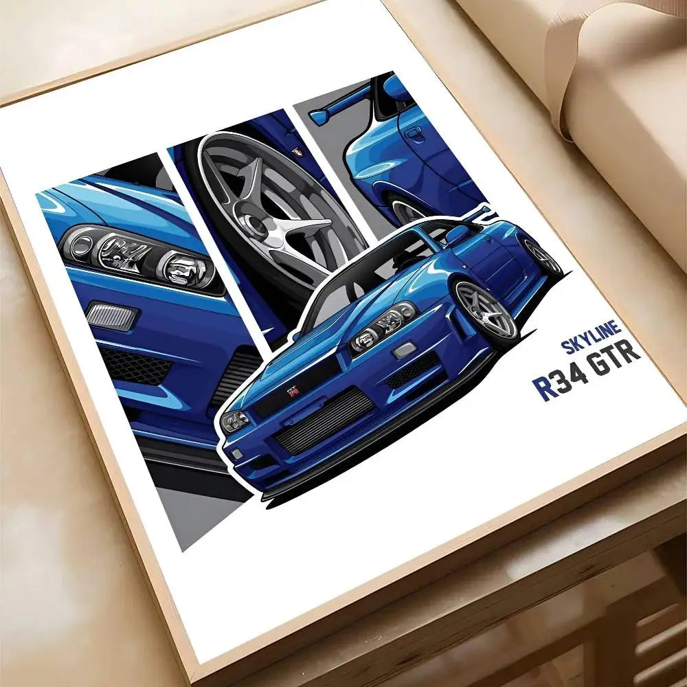 black car jdm Poster Wall Art Printing