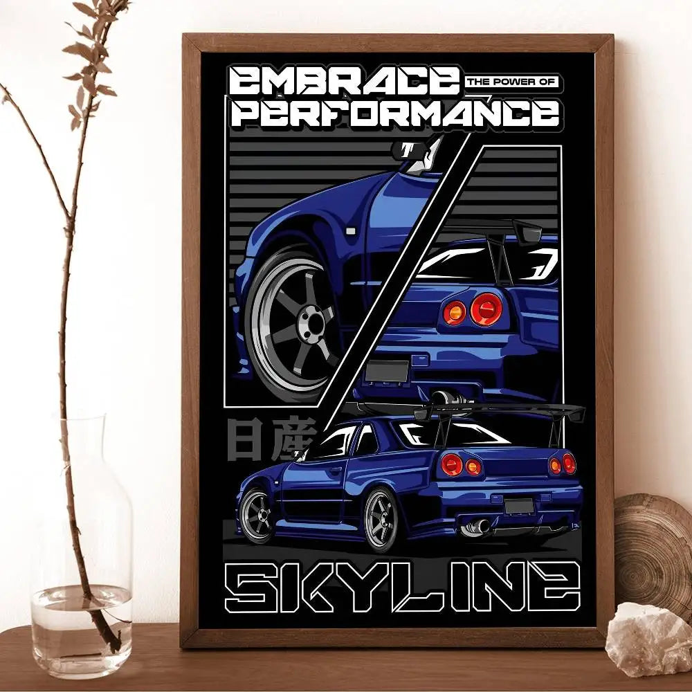 black car jdm Poster Wall Art Printing