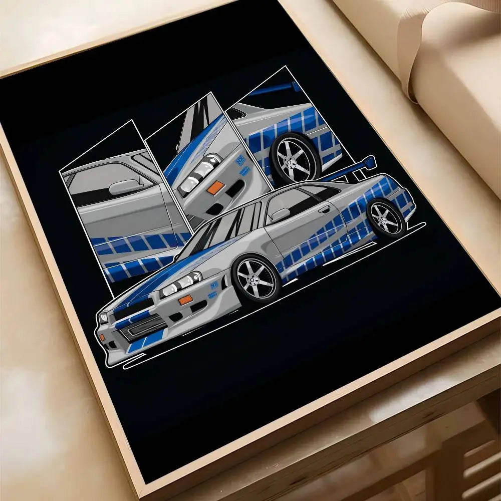 black car jdm Poster Wall Art Printing