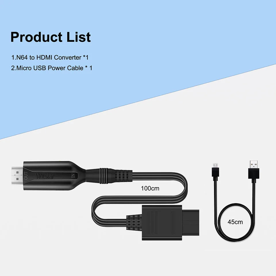 N64 to HDMI Converter Adapter HDMI Cable for N64/GameCube/SNES