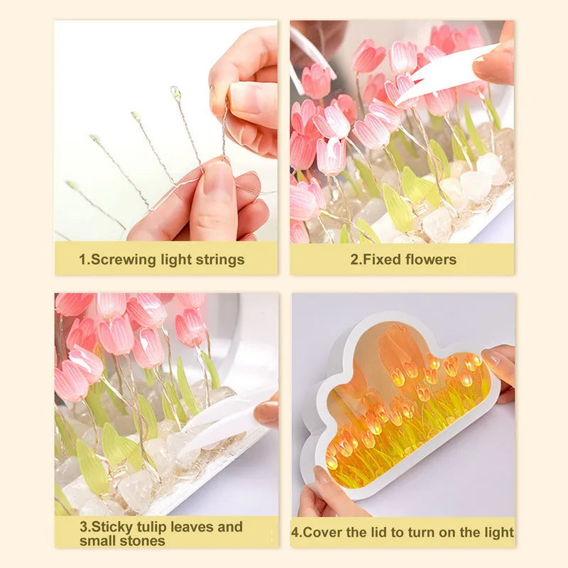 Cloud Tulip Night Light Handmade