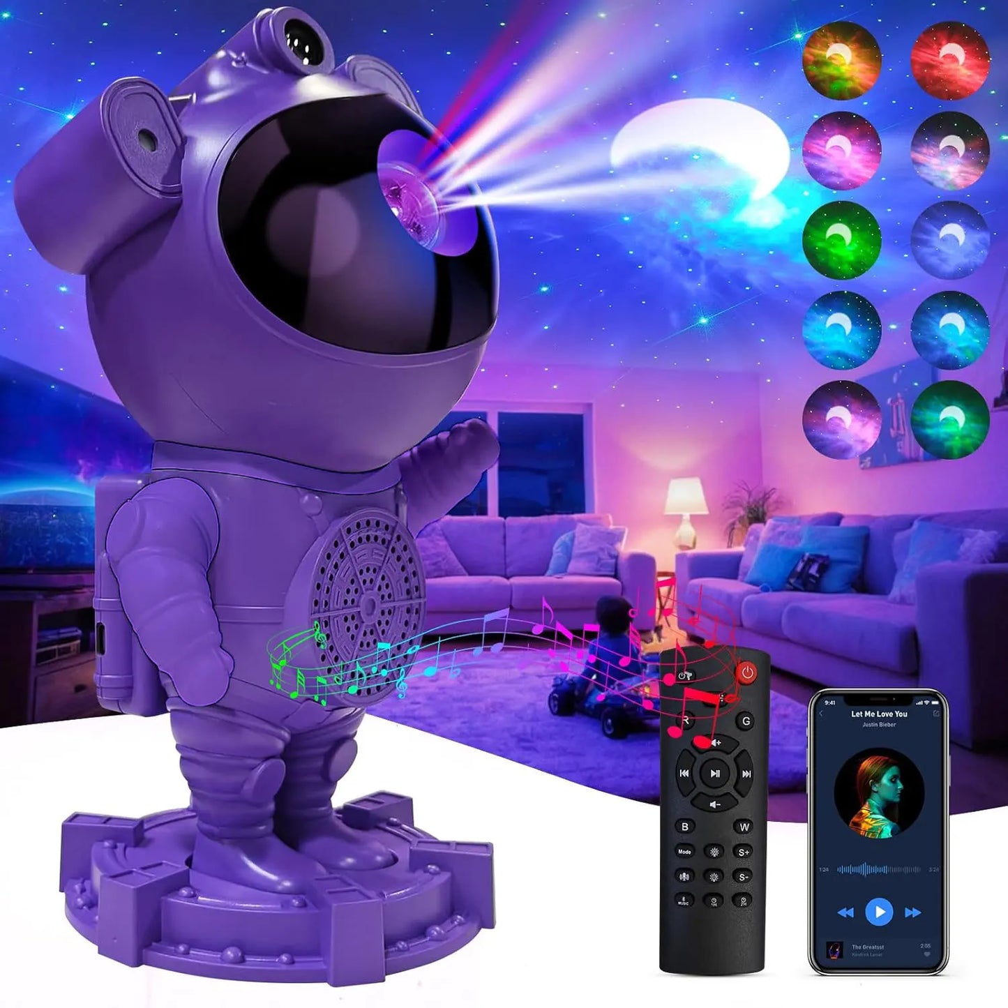 Astronaut Galaxy Projector Lamp - Star Projector Light, Bluetooth Speaker, Star and Moon Galaxy Lights for Bedroom with Remote