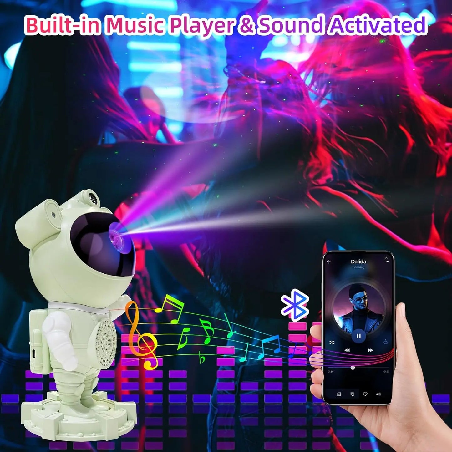 Astronaut Galaxy Projector Lamp - Star Projector Light, Bluetooth Speaker, Star and Moon Galaxy Lights for Bedroom with Remote