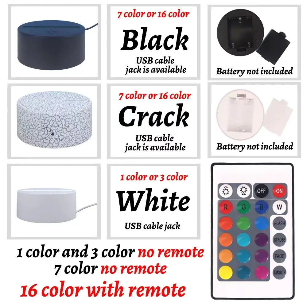 Personalized Custom Photo 3D Illusion Night Light - RGB LED Lamp | Anime Avatar Room Decor Gift