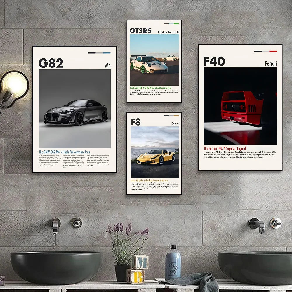 1pc Hot Classic Dream Cars GTR S1 M2 CSL F8 M3 Poster