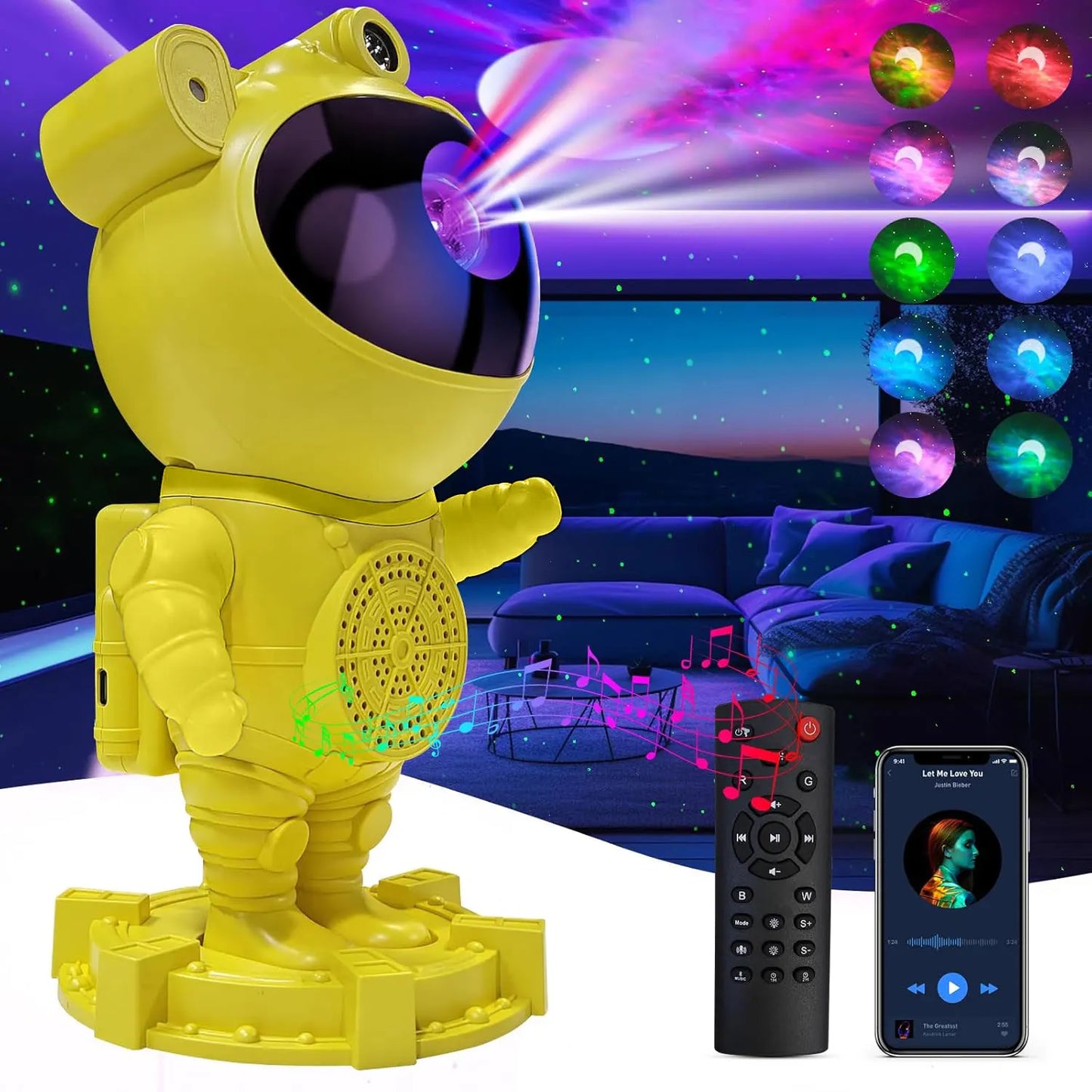 Astronaut Galaxy Projector Lamp - Star Projector Light, Bluetooth Speaker, Star and Moon Galaxy Lights for Bedroom with Remote