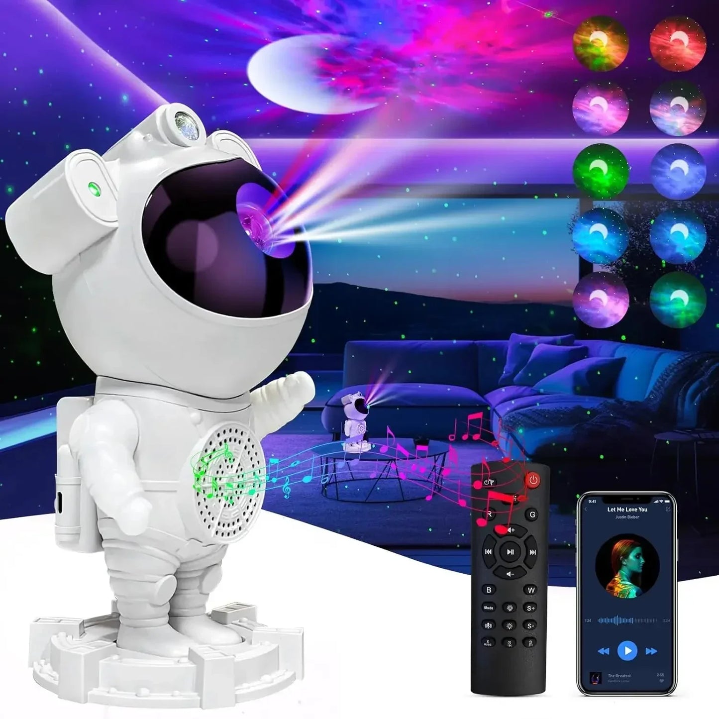 Astronaut Galaxy Projector Lamp - Star Projector Light, Bluetooth Speaker, Star and Moon Galaxy Lights for Bedroom with Remote