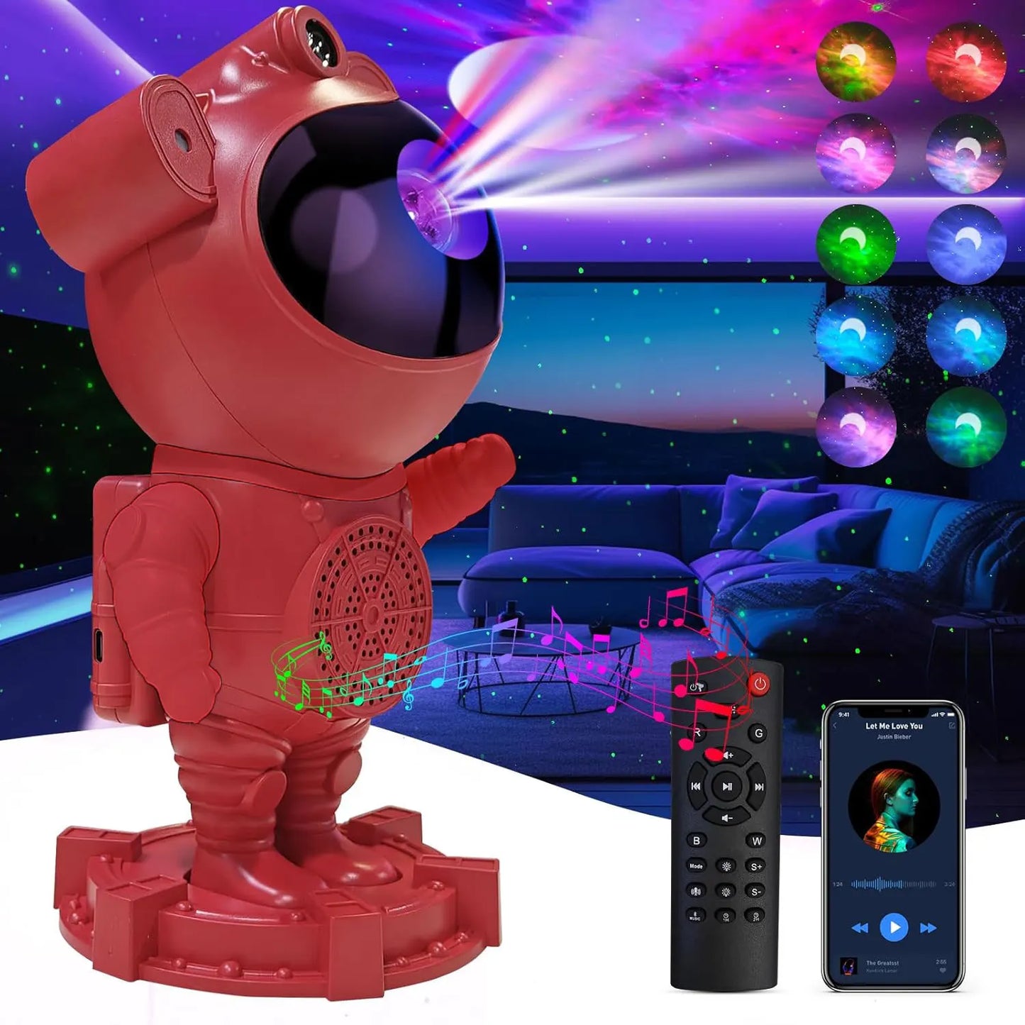 Astronaut Galaxy Projector Lamp - Star Projector Light, Bluetooth Speaker, Star and Moon Galaxy Lights for Bedroom with Remote