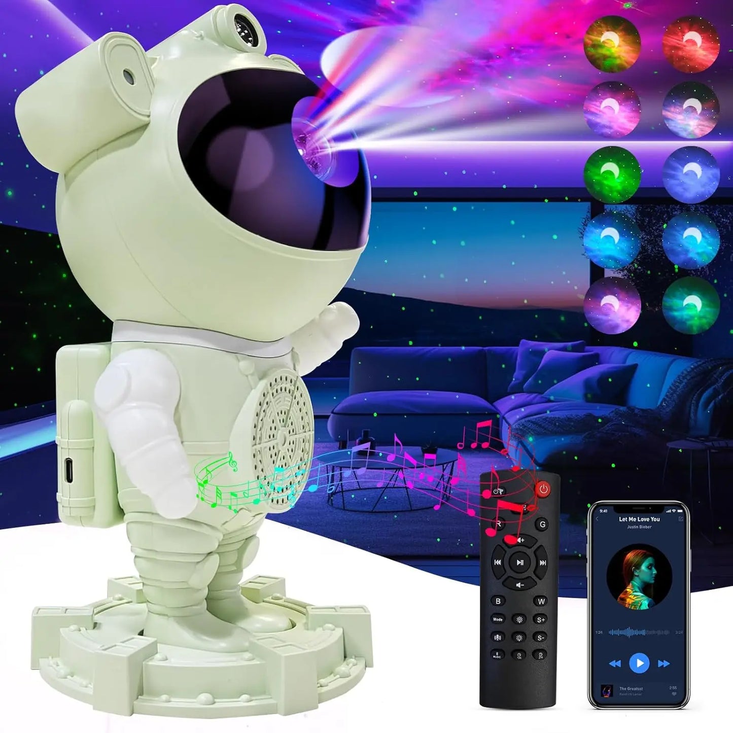 Astronaut Galaxy Projector Lamp - Star Projector Light, Bluetooth Speaker, Star and Moon Galaxy Lights for Bedroom with Remote