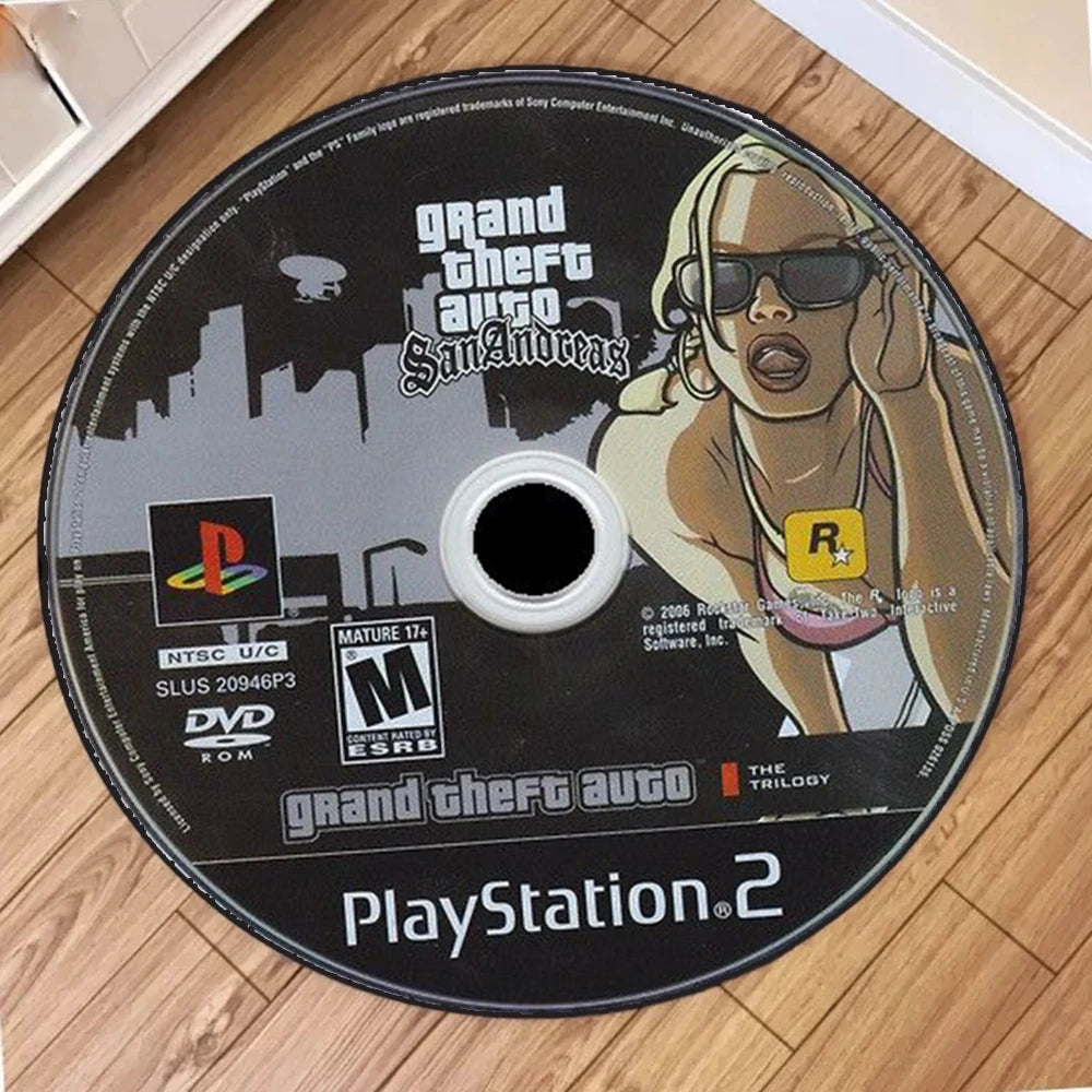 CD PlayStation 2 Grand Theft Auto Round Mat Living Room