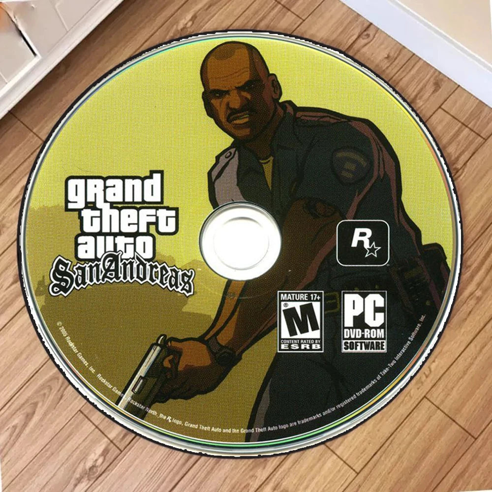 CD PlayStation 2 Grand Theft Auto Round Mat Living Room